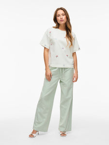 VIMonie Flower Emb S/S O-Neck