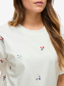 VIMonie Flower Emb S/S O-Neck