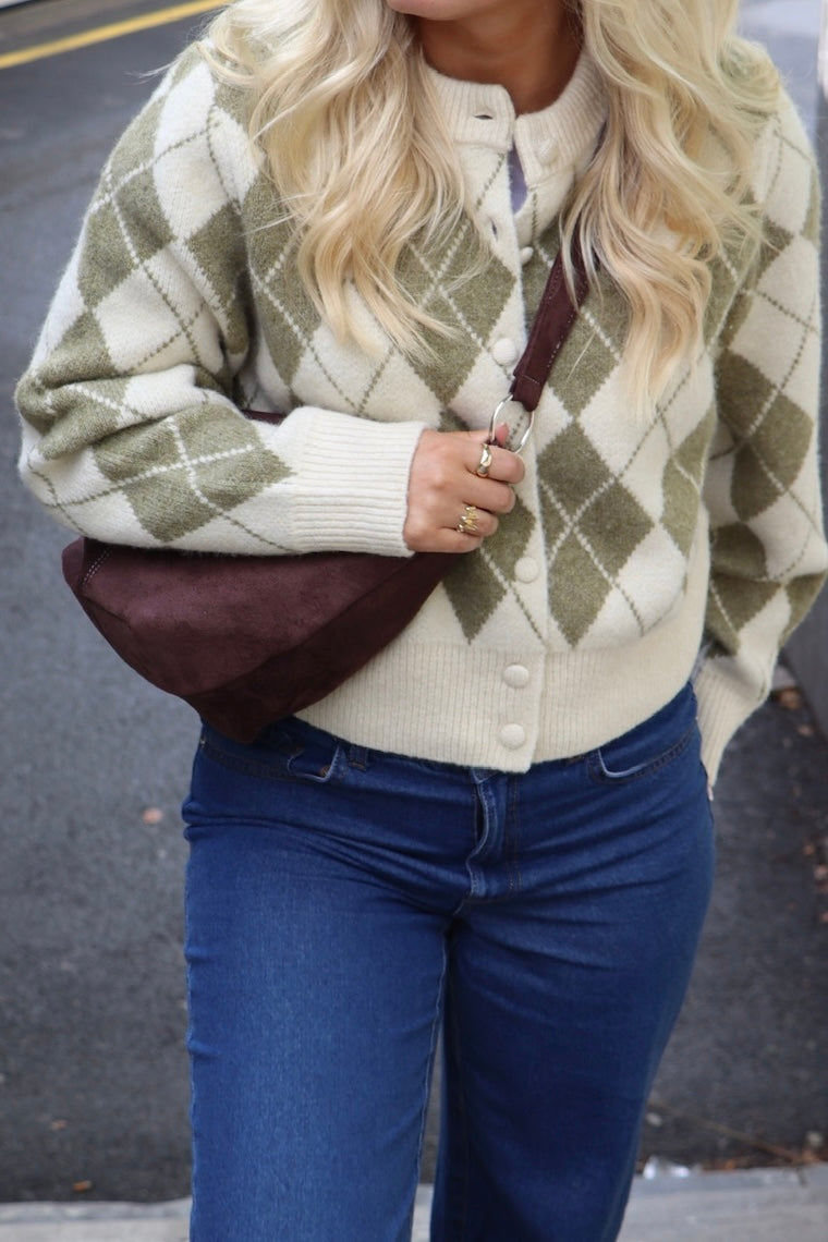 VMhaia Ls O-Neck Argyle Cardigan SB