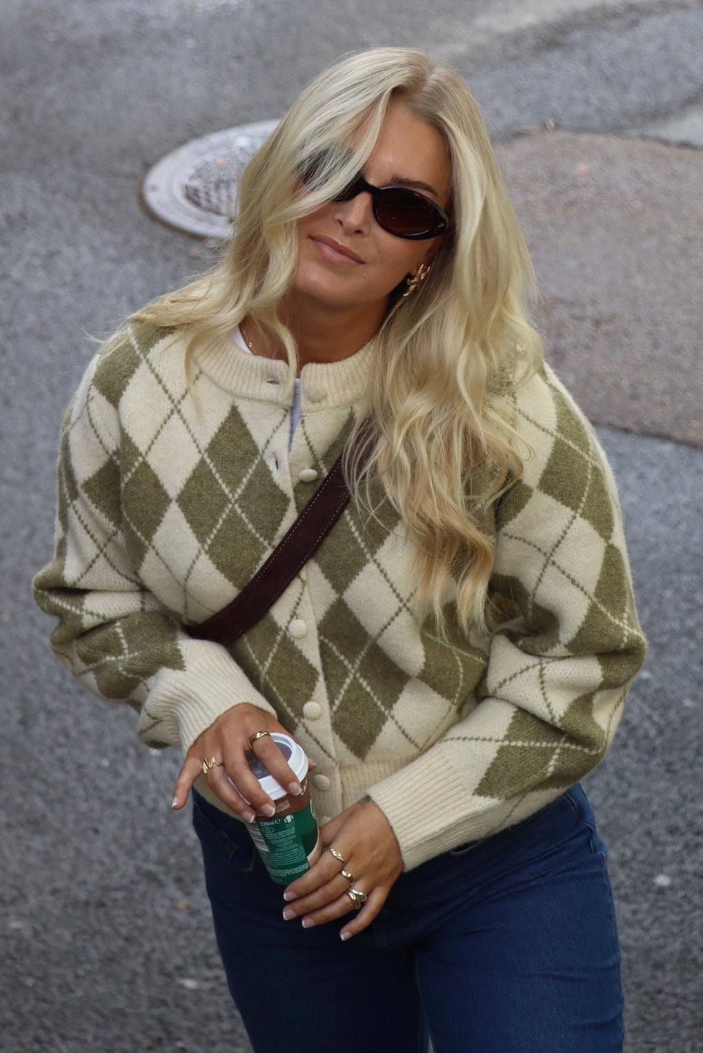 VMhaia Ls O-Neck Argyle Cardigan SB