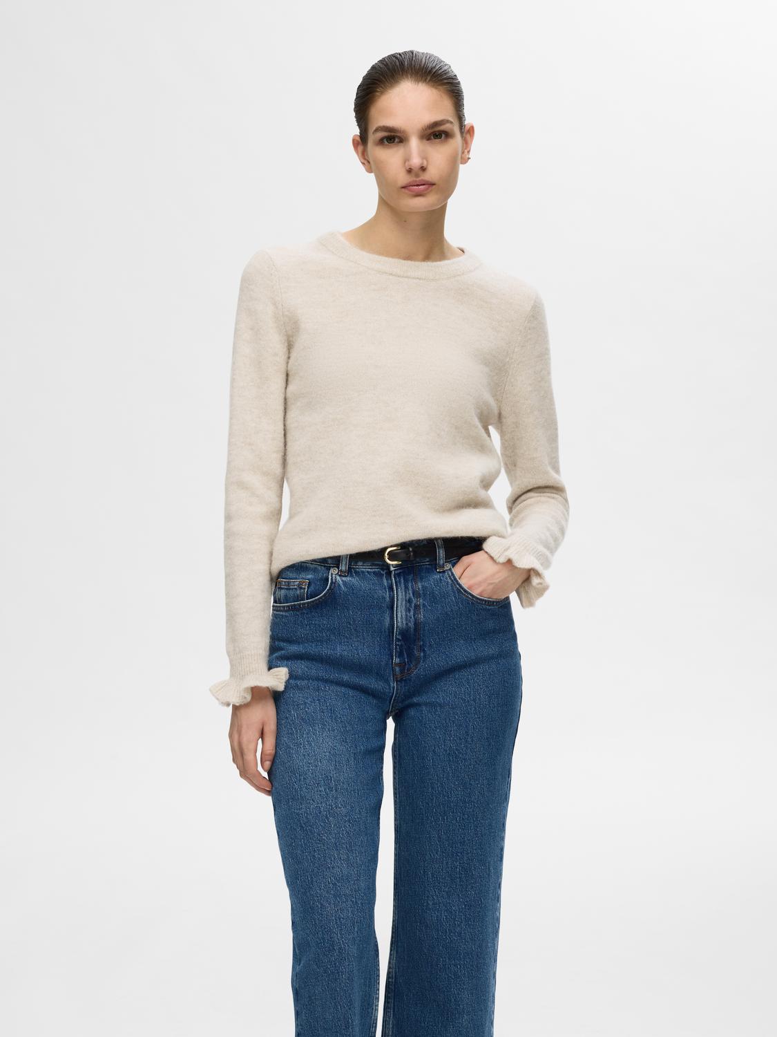 SLFLulu LS Knit Frill Cuff O-Neck NOOS