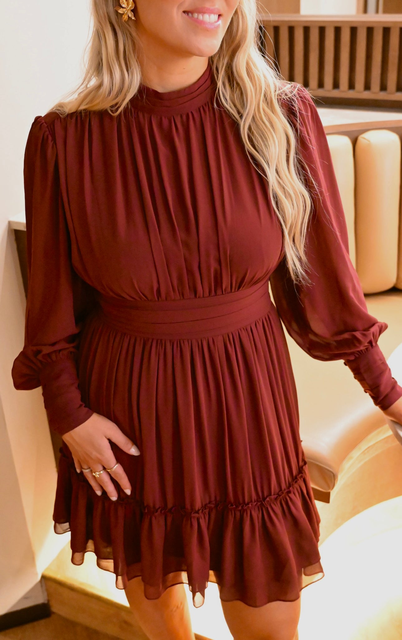 AWBirdia LS High Neck Short Dress