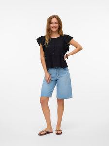 VMErma S/S Button Top Wvn SB3