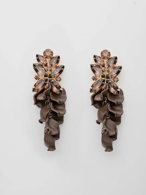 Leaf Big Stone Earrings