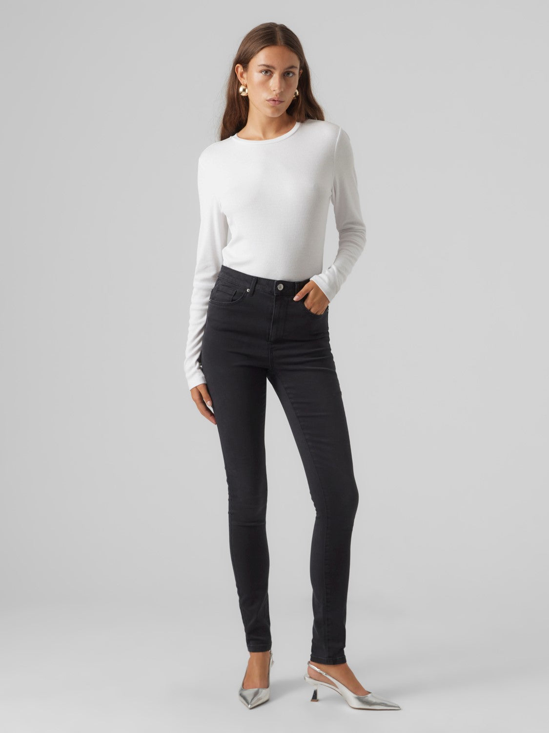 HVIT VERO MODA VMROMA JERSEY GENSER