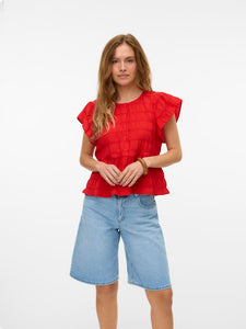 VMErma S/S Button Top Wvn SB3