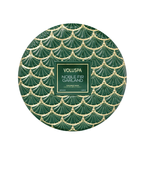Noble Fir Garland, 3-Wick Tin Candle