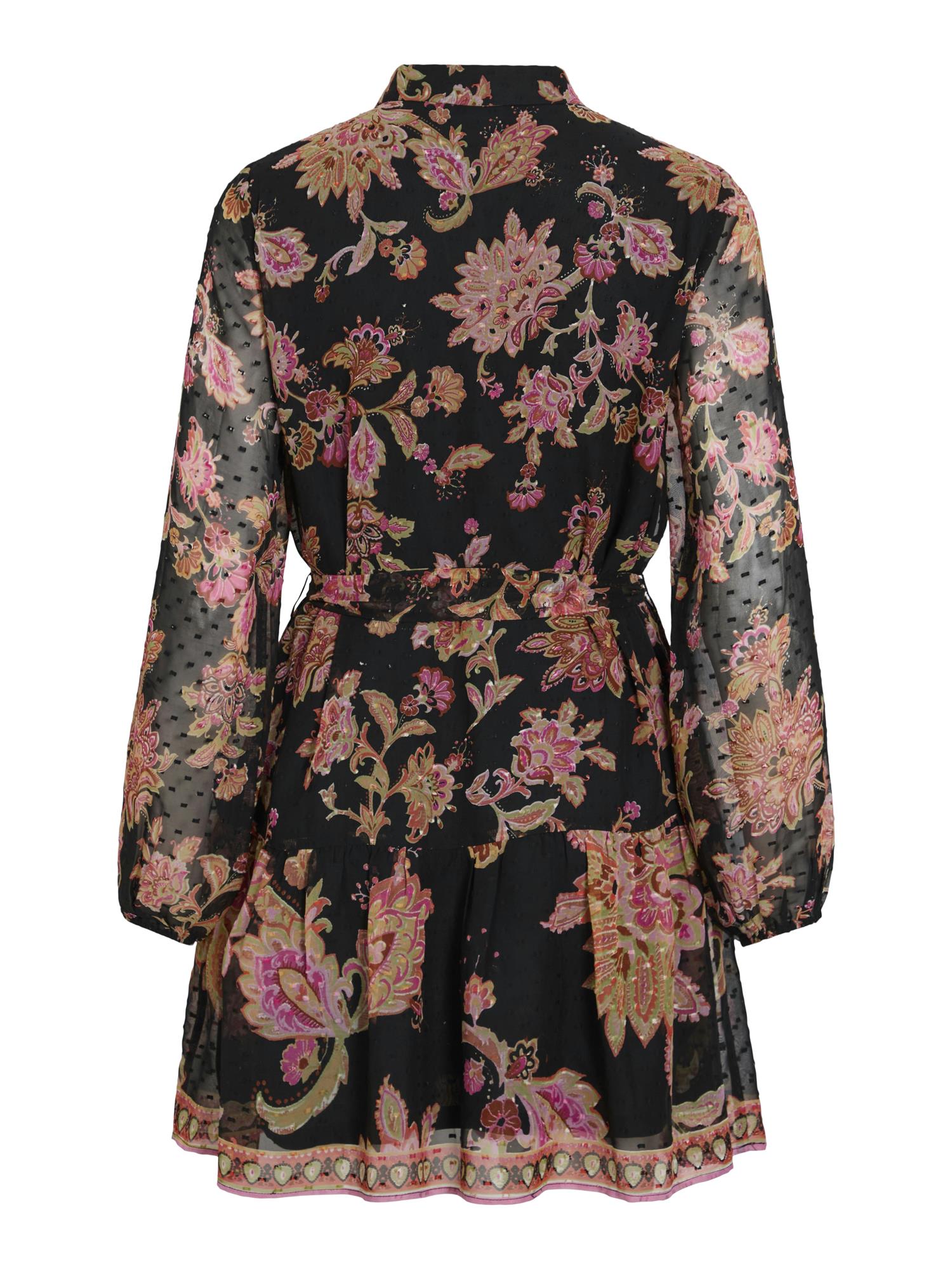 VIPraya O-Neck L/S Printed Short Dress/LN