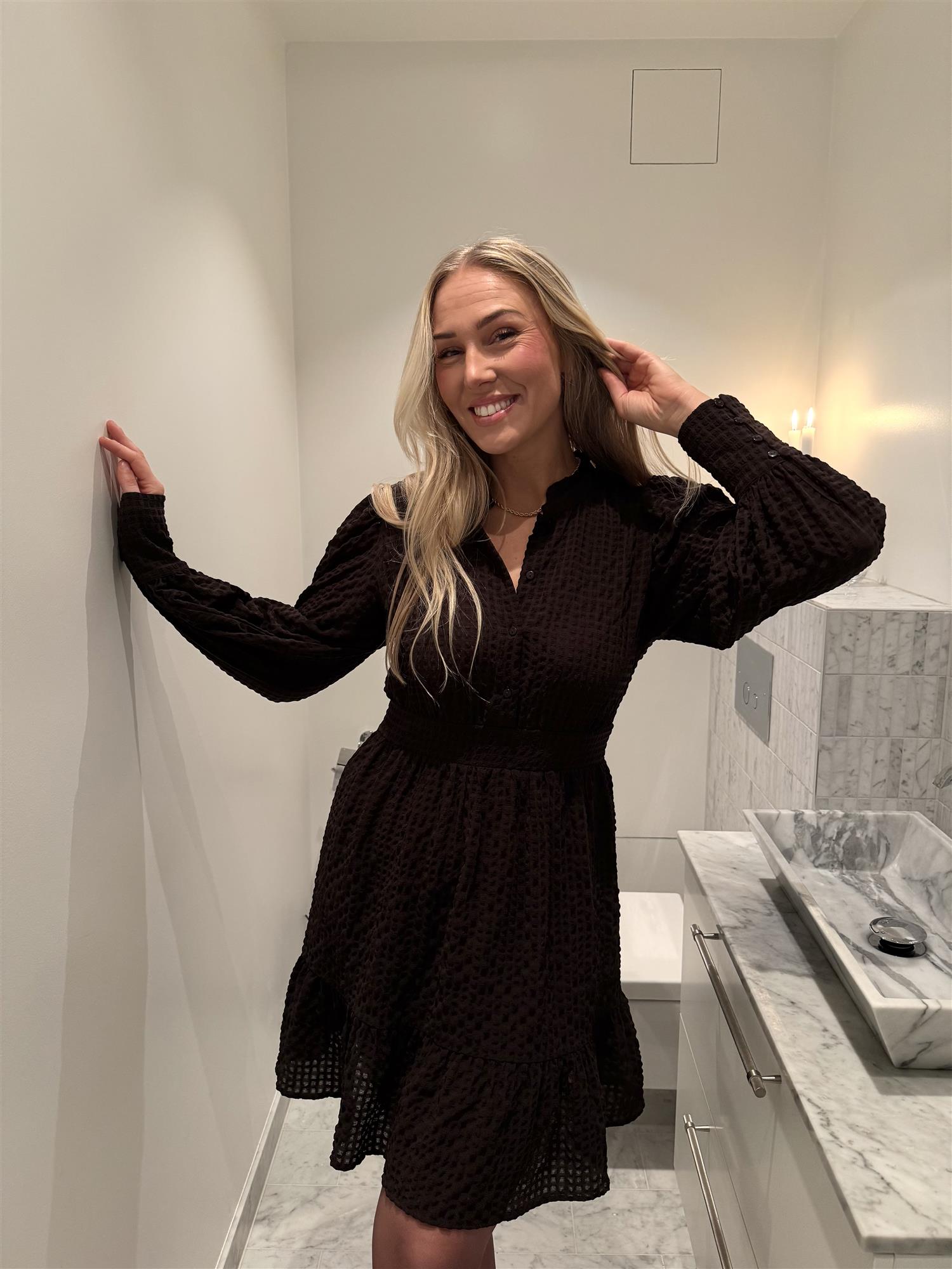 AWNoelle LS High Neck Short Dress