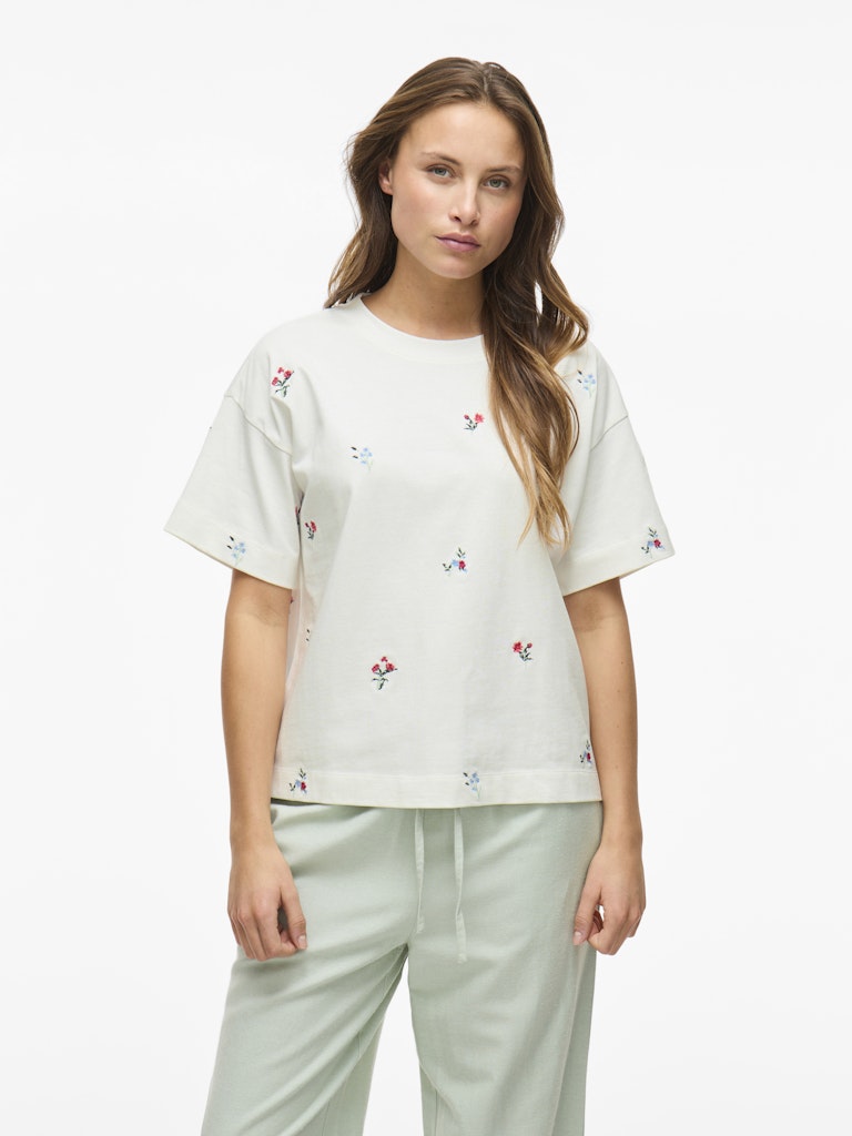 VIMonie Flower Emb S/S O-Neck