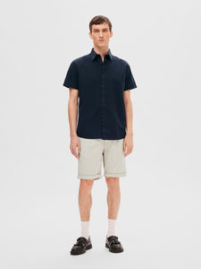 SLHREGNEW-LINEN SHIRT SS NOOS