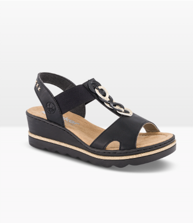 SVART RIEKER SANDAL M ELASTIKK DAME