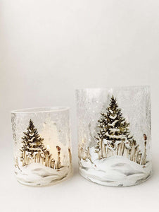 Lysglass Nostalgi Vinter 9x10 cm Krakelert
