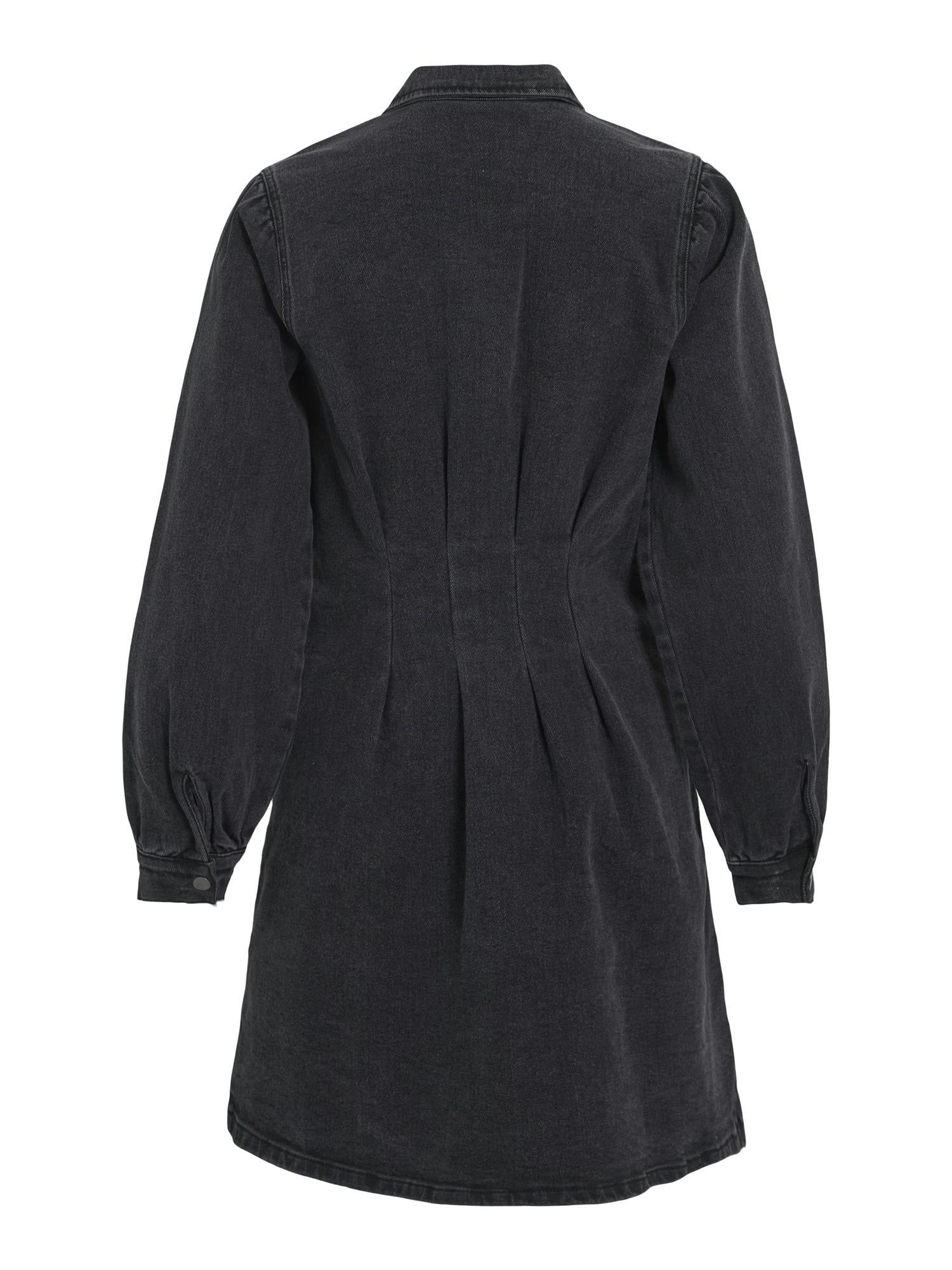 VISol L/S Pleat Denim Dress Black