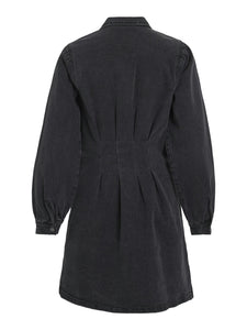 VISol L/S Pleat Denim Dress Black