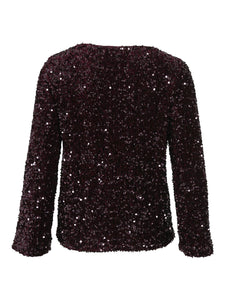 VIFaith Boat Neck LS Sequin Top/1