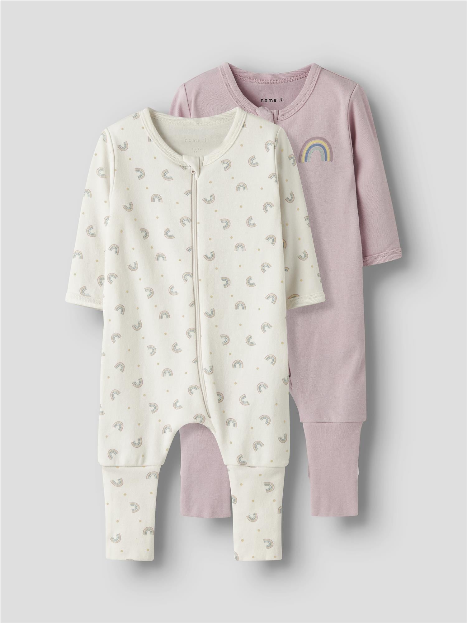 NBFnightsuit 2p Zip Ff Jet Rainbow Noos