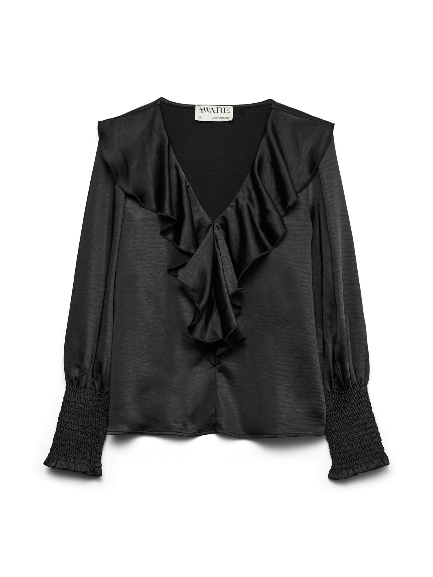 AWbea LS V-Neck Frill Blouse