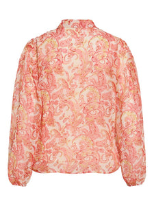 VIPraya V-Neck L/S Printed Top/LN/1