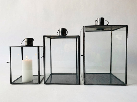 LANTERNE GLASS/METALL 15X25