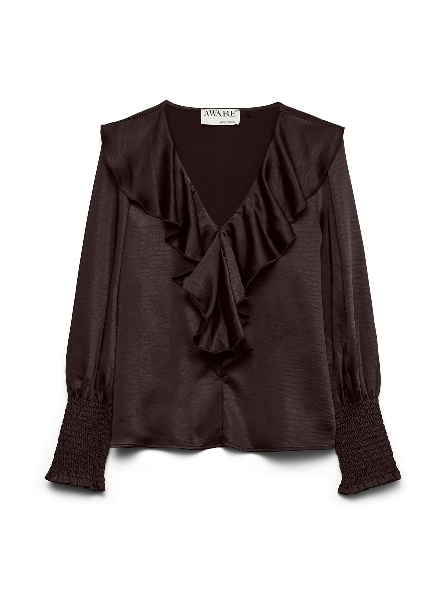 AWbea LS V-Neck Frill Blouse