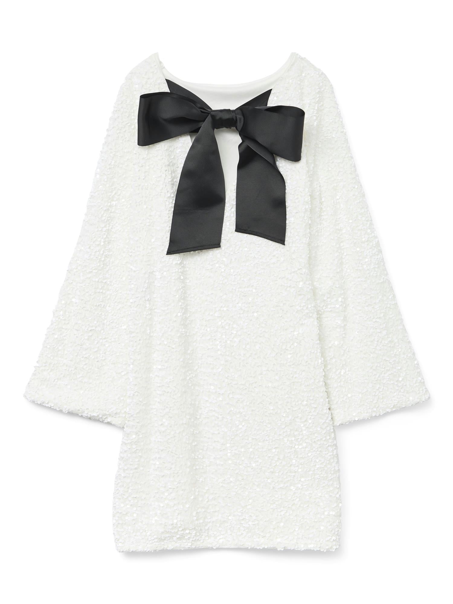 VMETTA LS BOATNECK SHORT BOW DRESS JRS