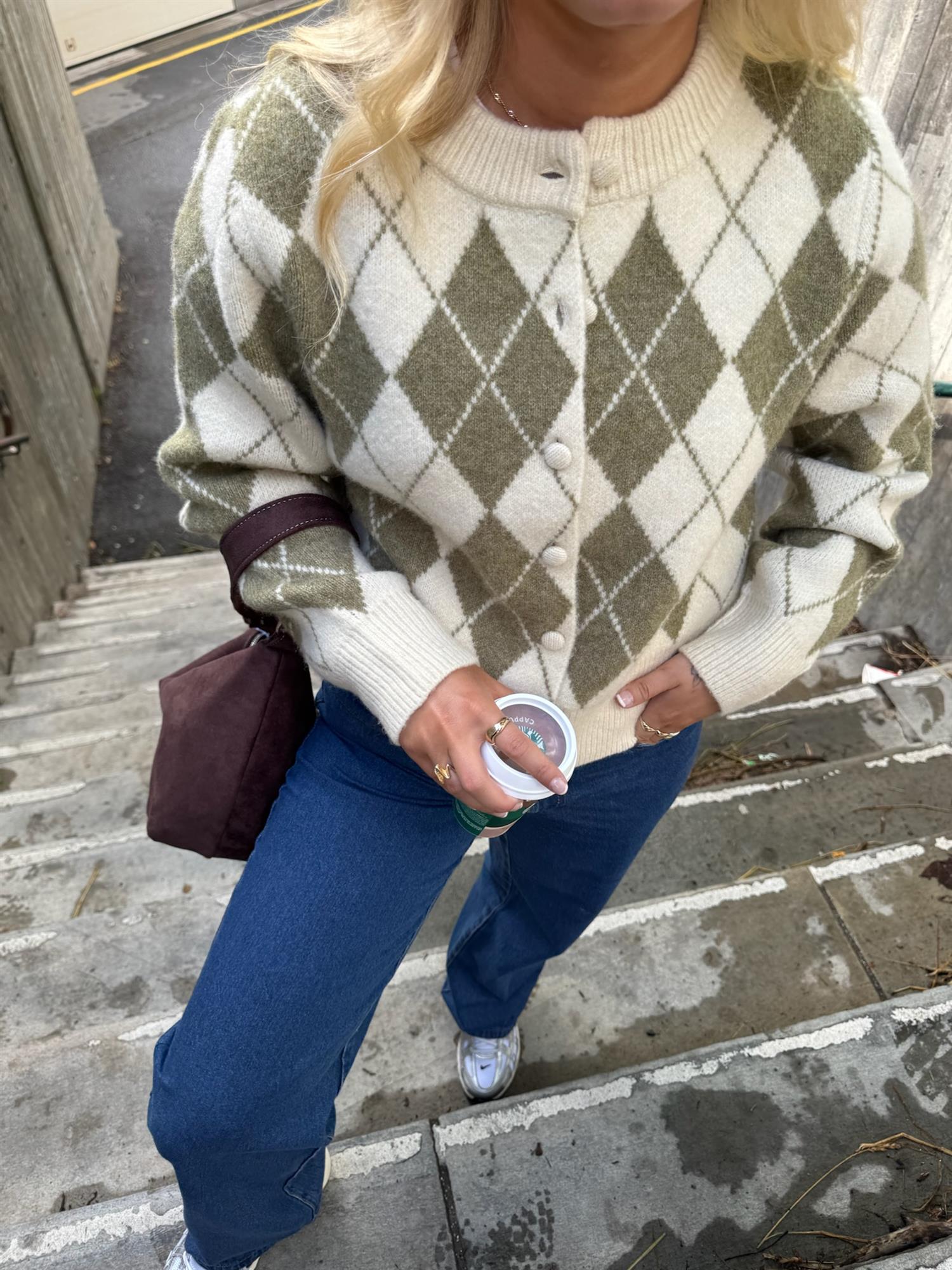 VMhaia Ls O-Neck Argyle Cardigan SB