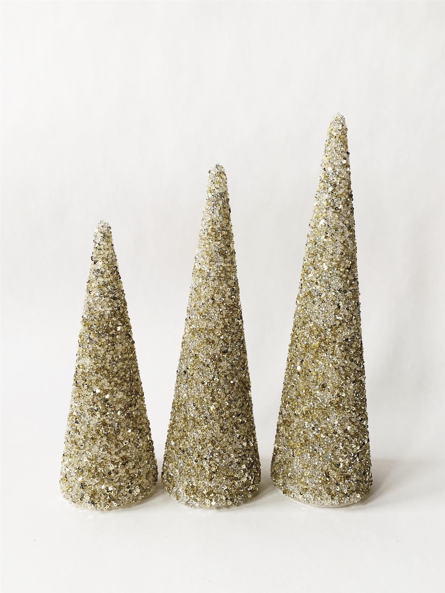 Glasstre Kjegle M Glitter H 26 cm