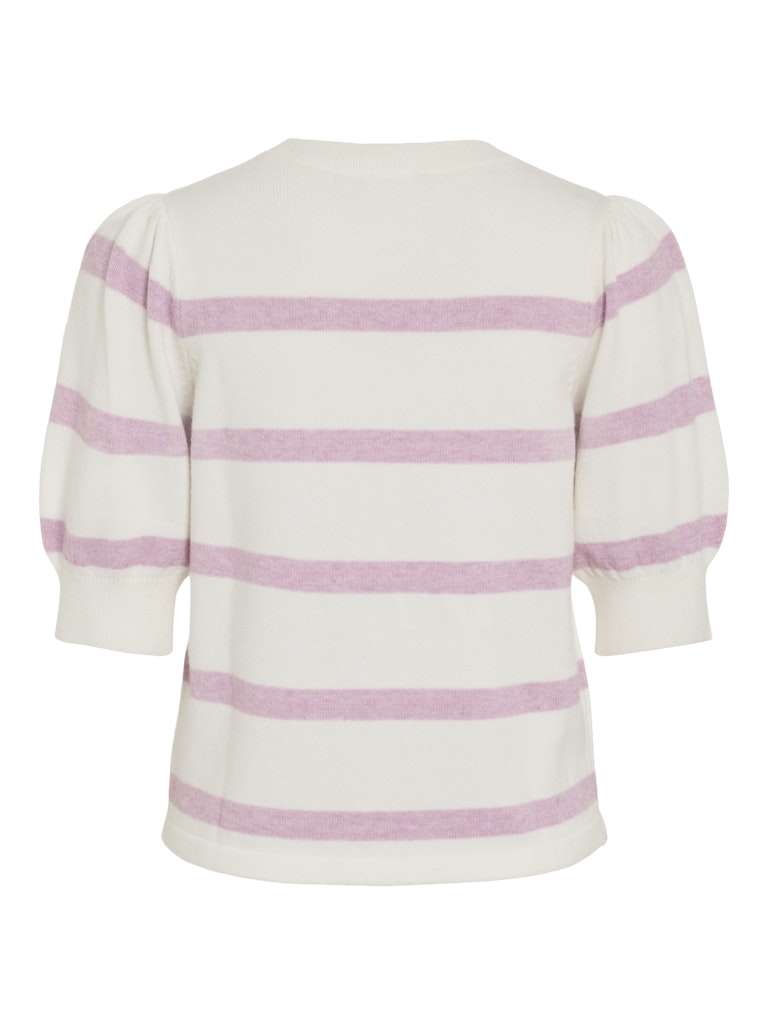 VIRil 2/4 Sleeve O-Neck Stripe Knit Top