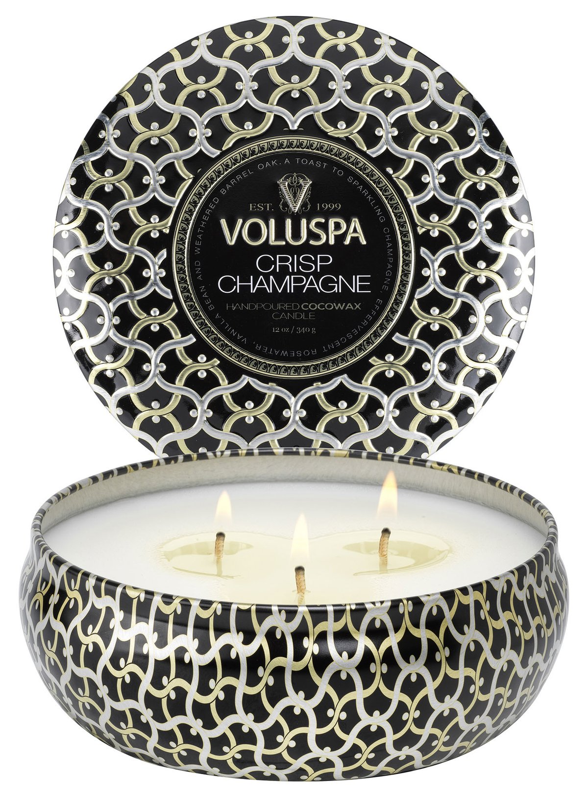 CRISP CHAMPAGNE, 3-WICK TIN CANDLE