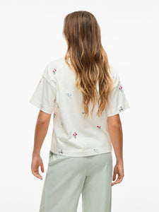 VIMonie Flower Emb S/S O-Neck