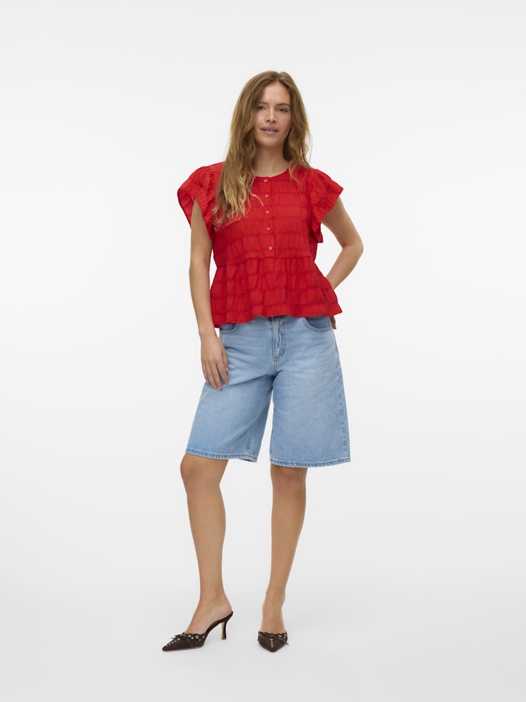 VMErma S/S Button Top Wvn SB3