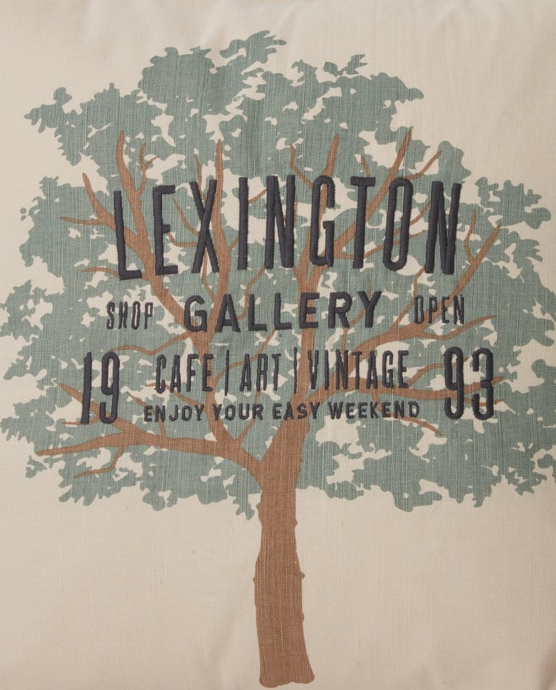 BEIGE LEXINGTON TREE LOGO LINEN/COTTON PILLOW PUTETREKK