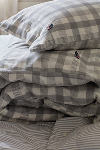 GRAY CHECKED COTTON FLANNEL BED SET 140X200/50X70