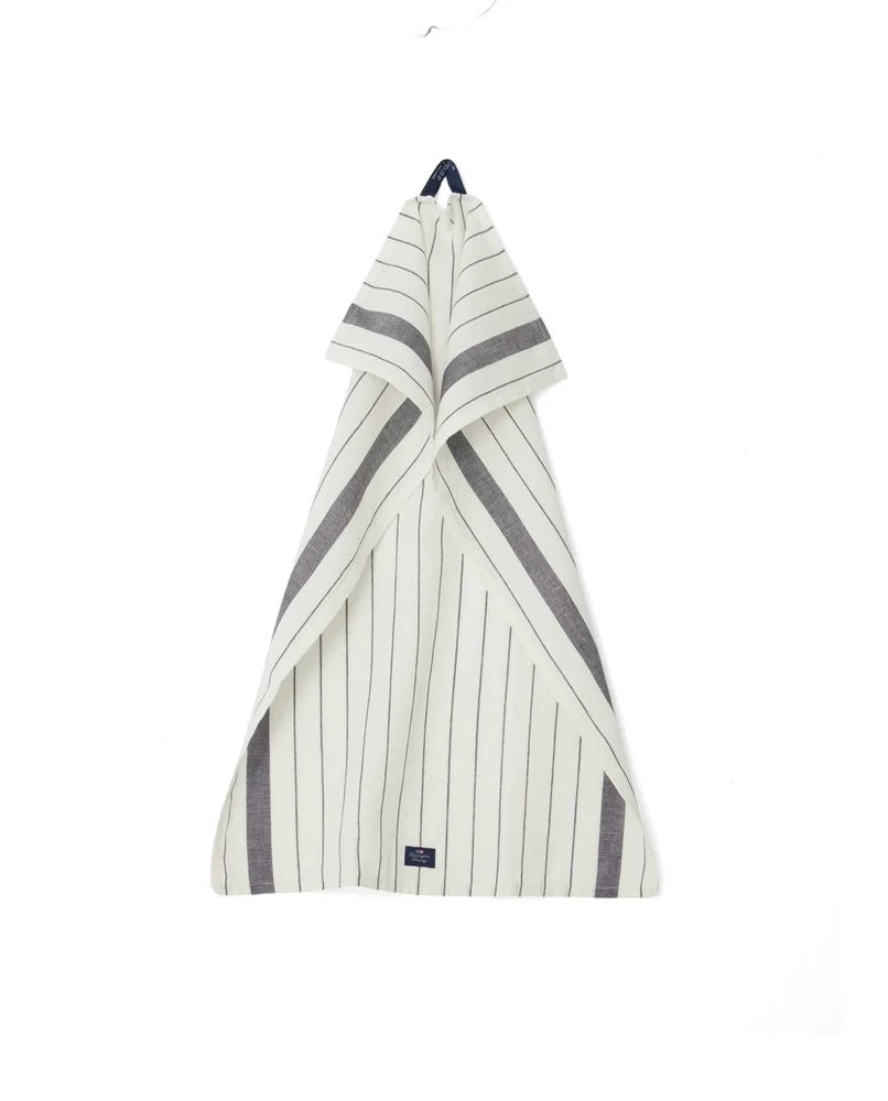 HVIT GRÅ LEXINGTON COTTON/LINEN STRIPED KITCHEN TOWEL KJØKKENHÅNDKLE