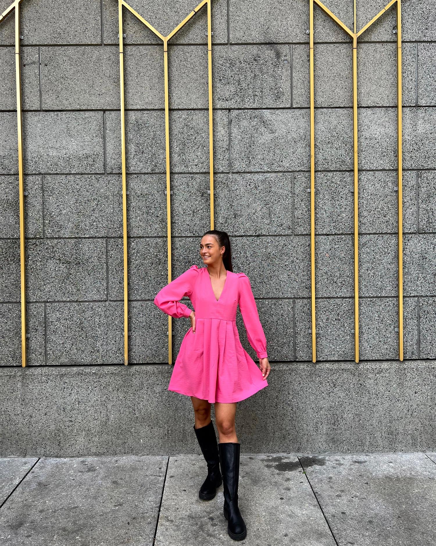 VMBAY LS DEEP V-NECK DRESS