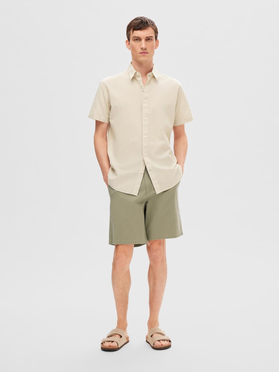 SLHREGNEW-LINEN SHIRT SS CLASSIC NOOS