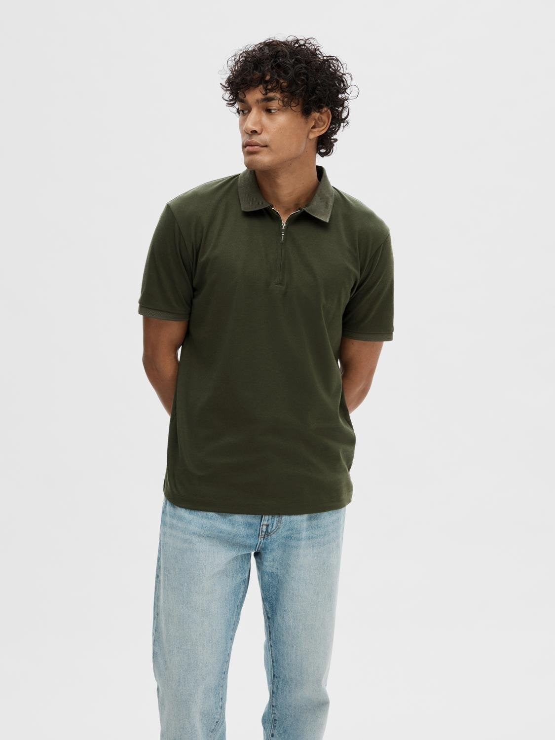 SLHFAVE ZIP SS POLO NOOS