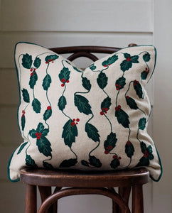 HOLLY EMBROIDERED WOOL MIX PILLOW