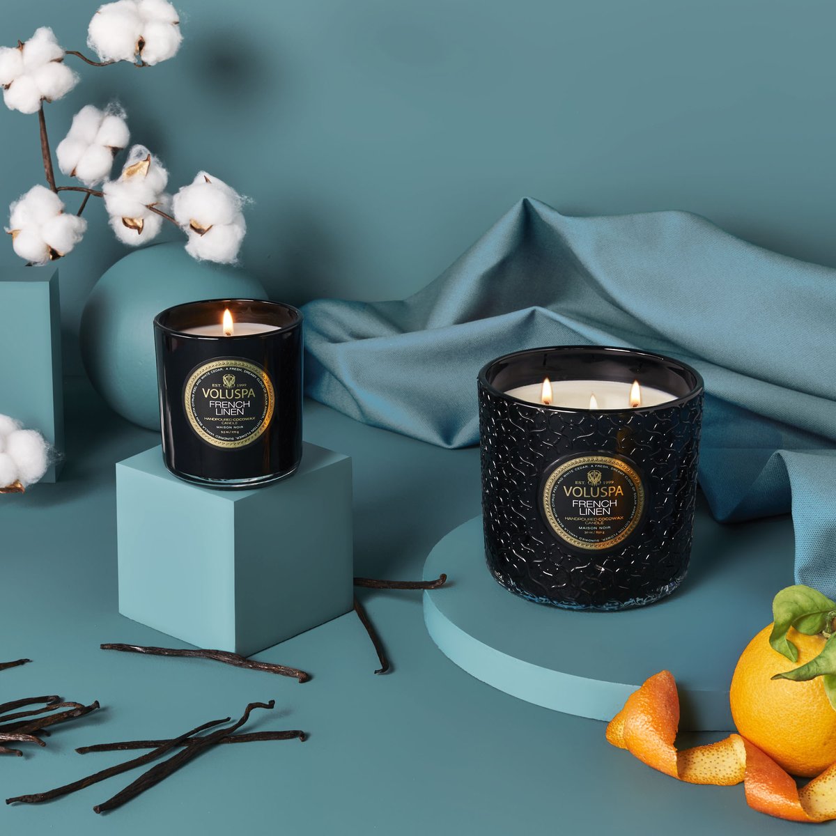 FRENCH LINEN, BOXED CANDLE